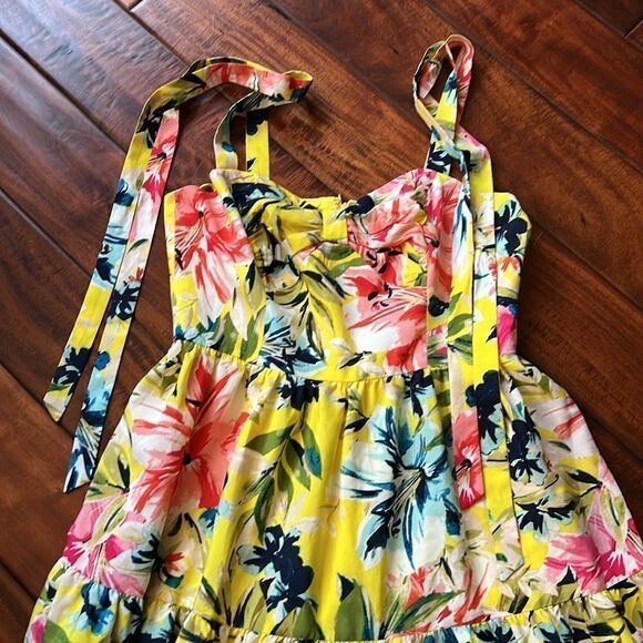 NWOT Eliza J Yellow Floral Tiered Midi Dress - Picture 4 of 8